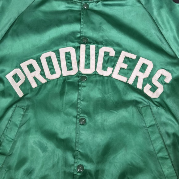 Vintage‎ Active Generation Producers Satin Green Snap Button Jacket Size Large - Picture 6 of 13